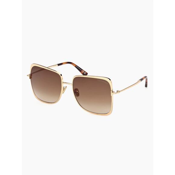 New TOM FORD FT1319 30F Gold Frame Brown Gradient Square Sunglasses Authentic main image 8